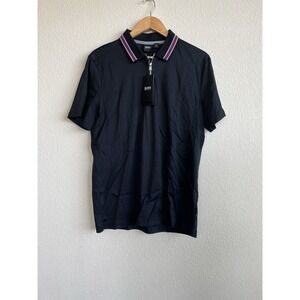 Boss Hugo Boss New Men's Paras 06 Black Polo Shirt Zip Sz L Preppy Casual Golf